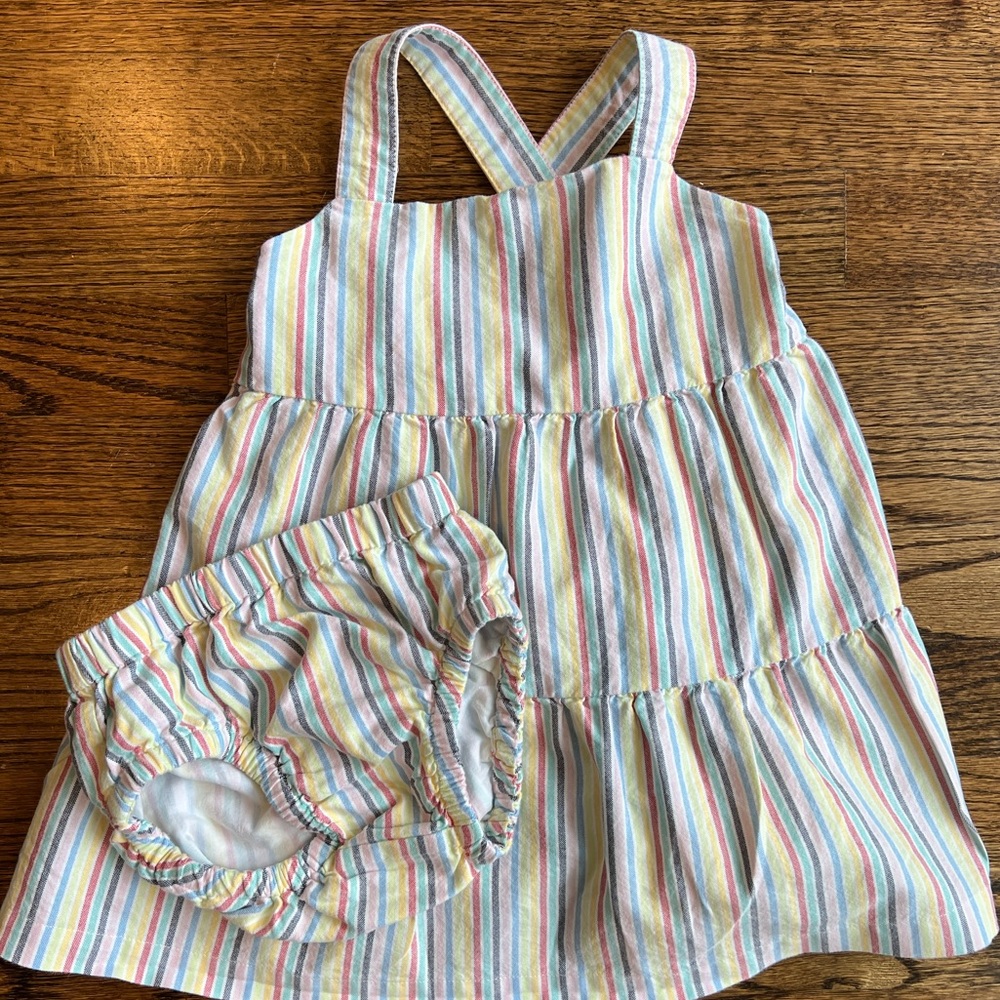 Hanna Andersson multi-colored stripped dress with bloomers size 2T